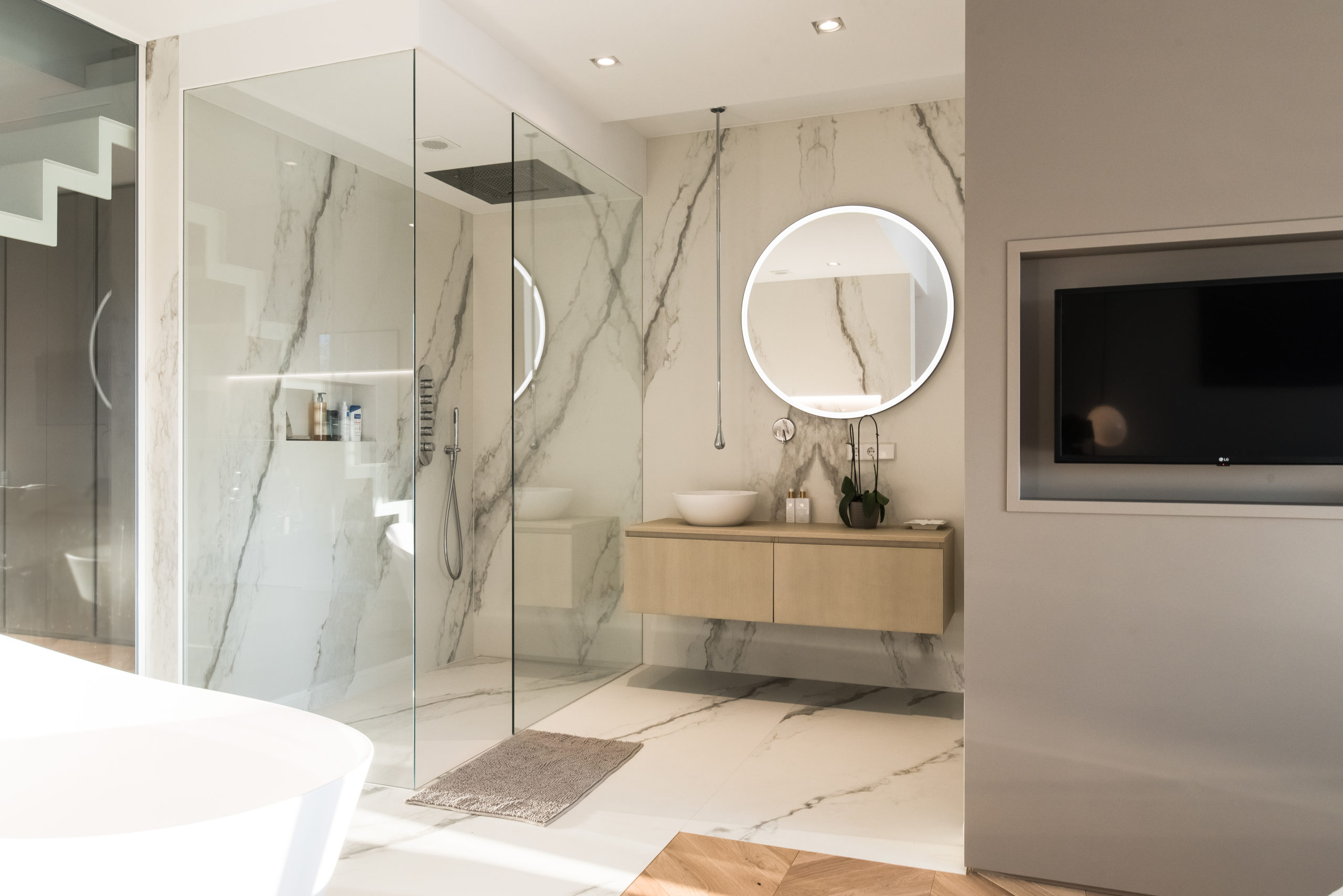 Salle de bains sur mesure marbre Luxembourg